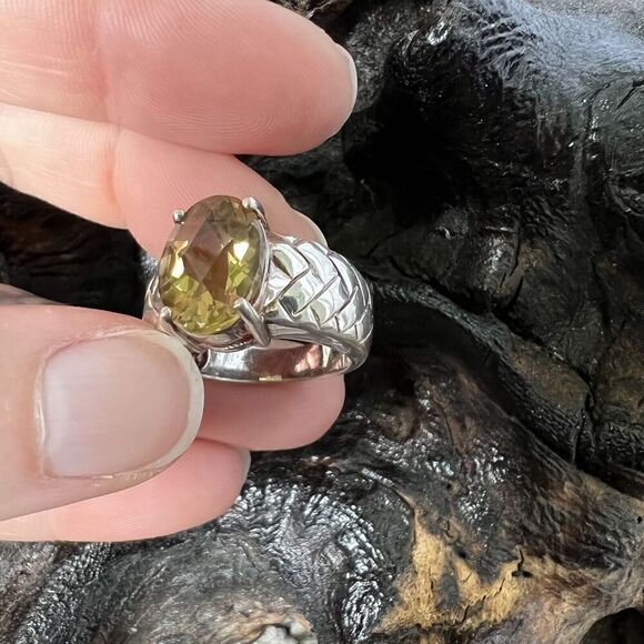 Vintage Clyde Duneier 5.21 ct Oval Checkerboard Cut Citrine Ring Size 7.5 925 - Picture 12 of 15